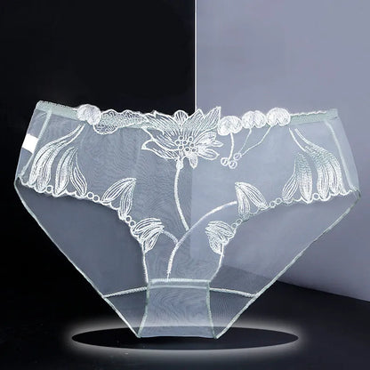 Elegant Lace Embroidered Sheer Panties – Ultra-Thin & Sexy