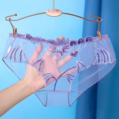 Elegant Lace Embroidered Sheer Panties – Ultra-Thin & Sexy