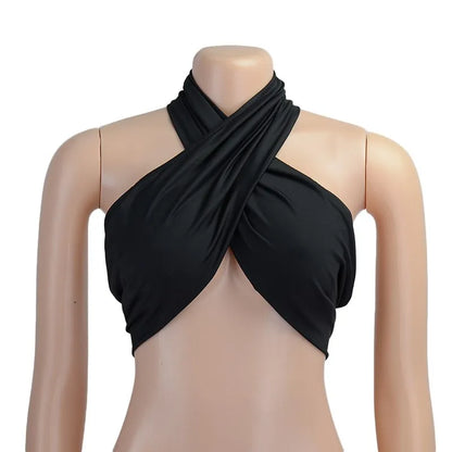 Y2K Cross Halter Backless Crop Top