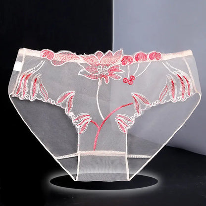 Elegant Lace Embroidered Sheer Panties – Ultra-Thin & Sexy
