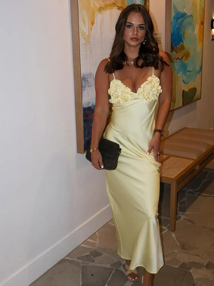 3D Floral Backless Dress