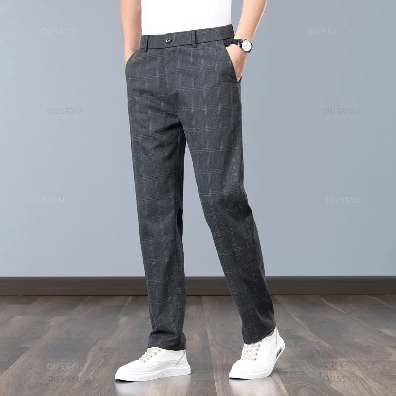 Lightweight Plaid Dress Pants