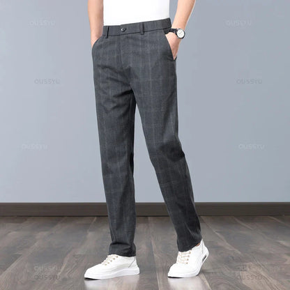 Lightweight Plaid Dress Pants