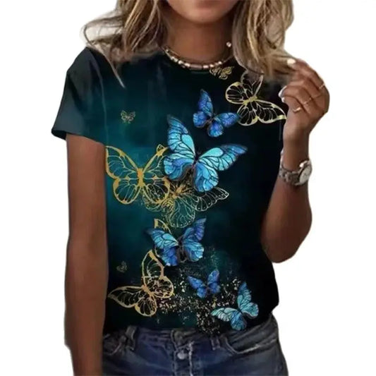 Elegant Butterfly Print Tee