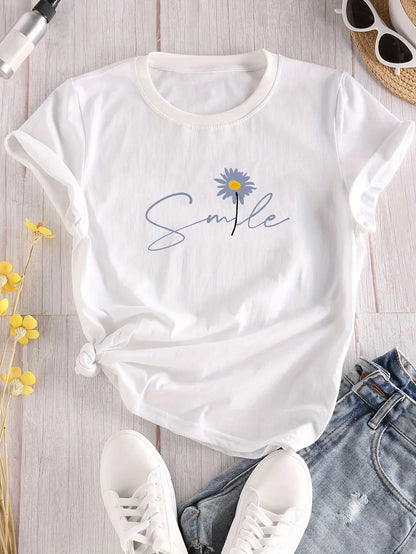 Floral Letter Print Tee