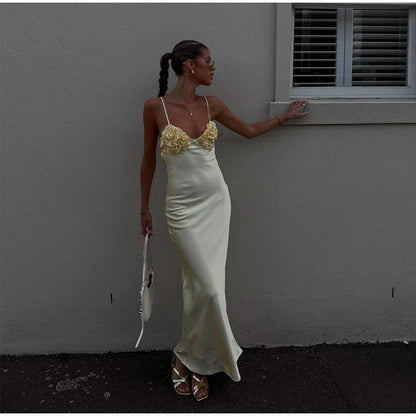 3D Floral Backless Dress