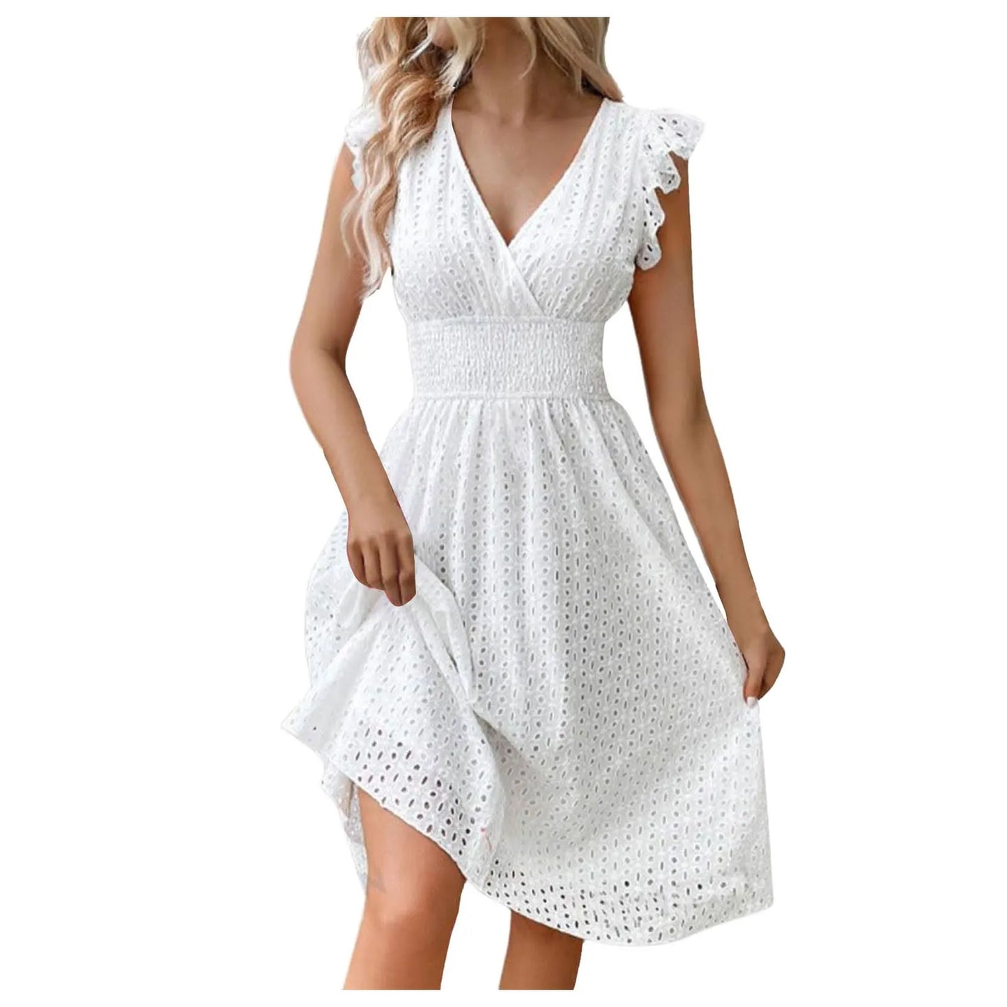 White V-Neck Sundress
