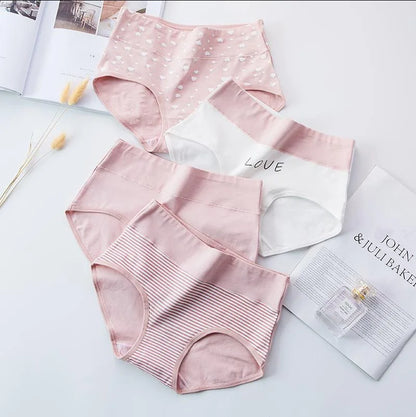 Ultimate Comfort: 4Pcs High-Waist Cotton Panties