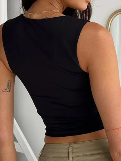 Women's Square Neck Sleeveless Crop Tank Top