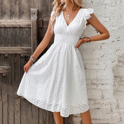 White V-Neck Sundress