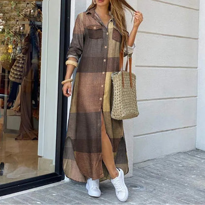 Elegant Plaid Maxi Dress