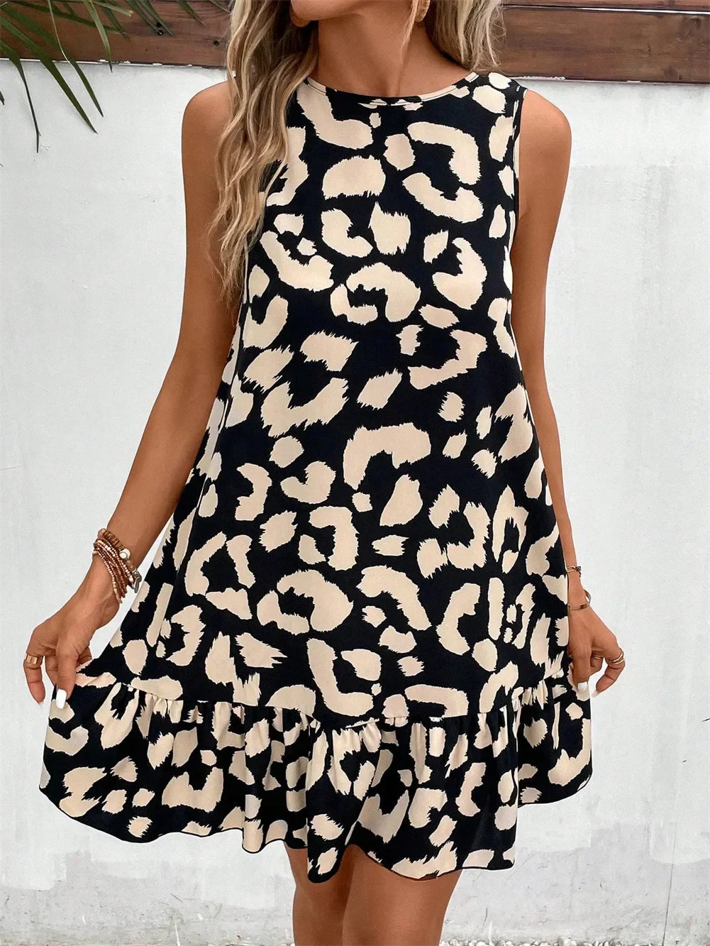 Women Leopard Print Summer Dress