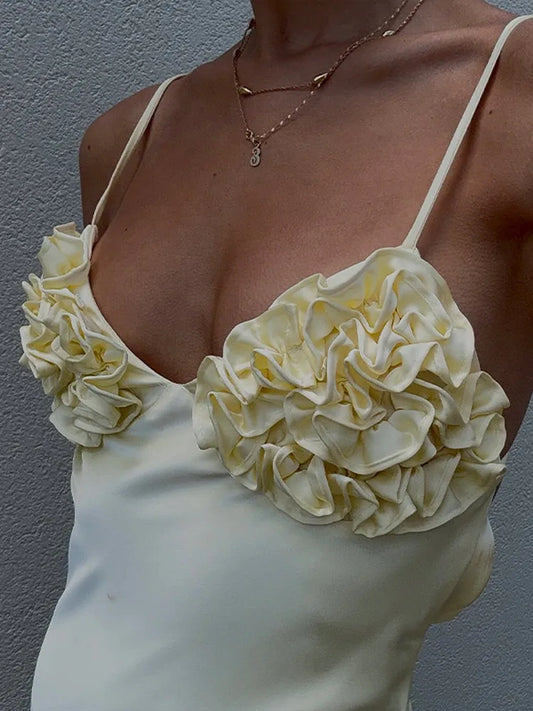 3D Floral Backless Dress