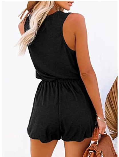 Sleeveless Casual Jumpsuit with Waist Tie