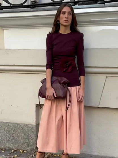 Casual Contrast Splicing Dress