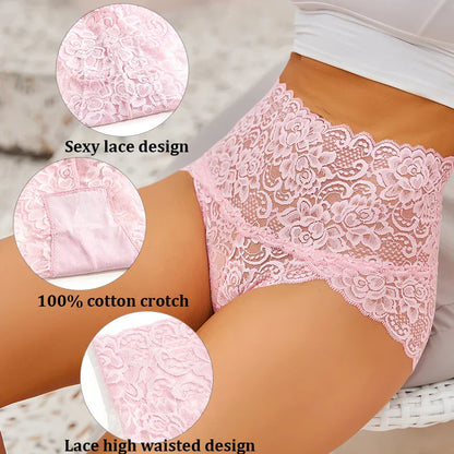 Sexy High-Rise Lace Briefs
