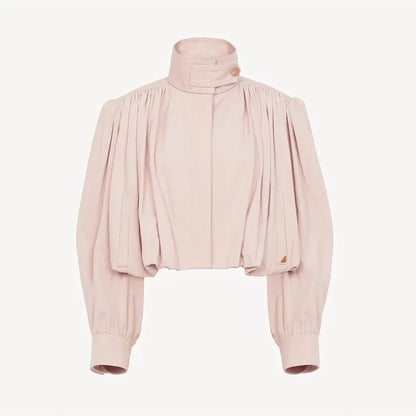 Puff Sleeve Cropped Bomber Jacket for Women