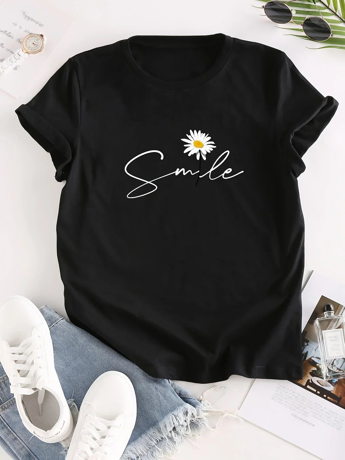 Floral Letter Print Tee