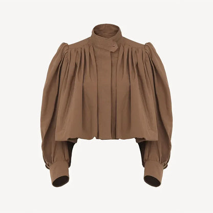 Puff Sleeve Cropped Bomber Jacket for Women