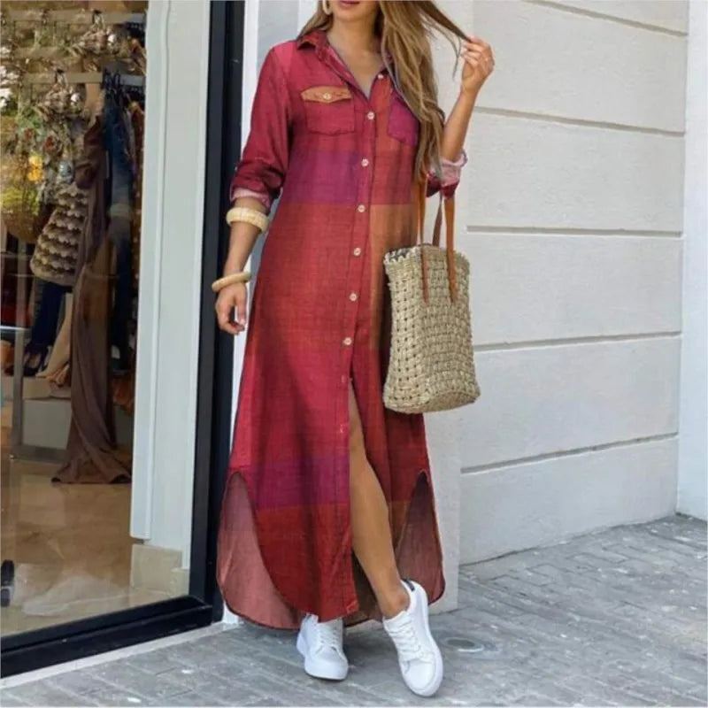 Elegant Plaid Maxi Dress
