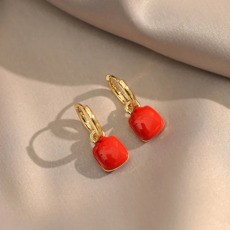 Elegant Enamel Dangle Earrings