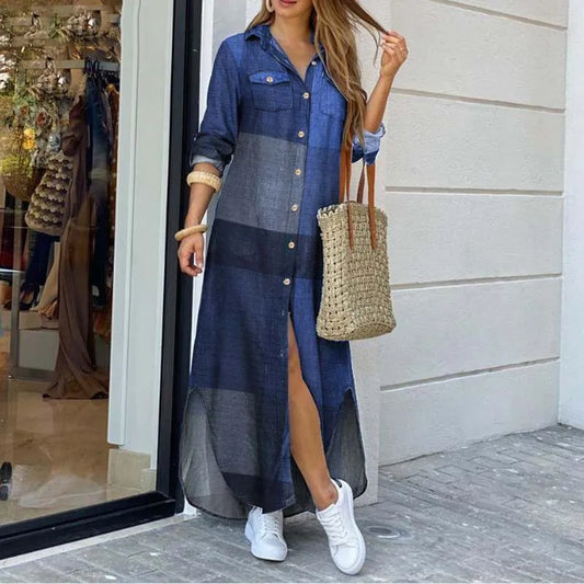 Elegant Plaid Maxi Dress