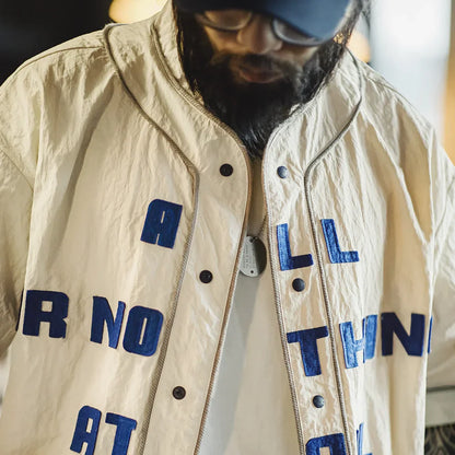 Wrinkled Baseball Cardigan Shirt