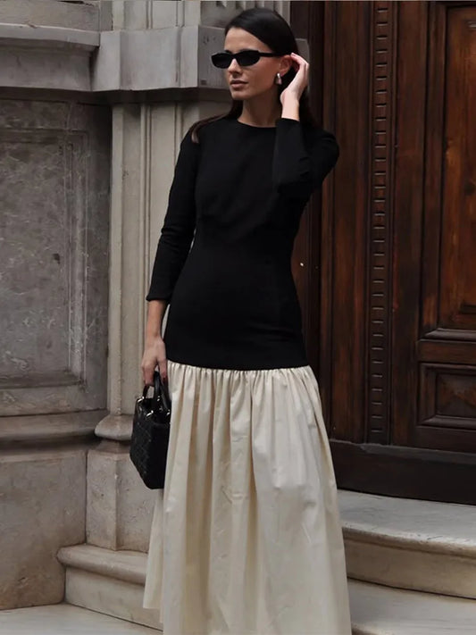 Casual Contrast Splicing Dress