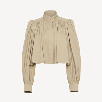 Puff Sleeve Cropped Bomber Jacket for Women