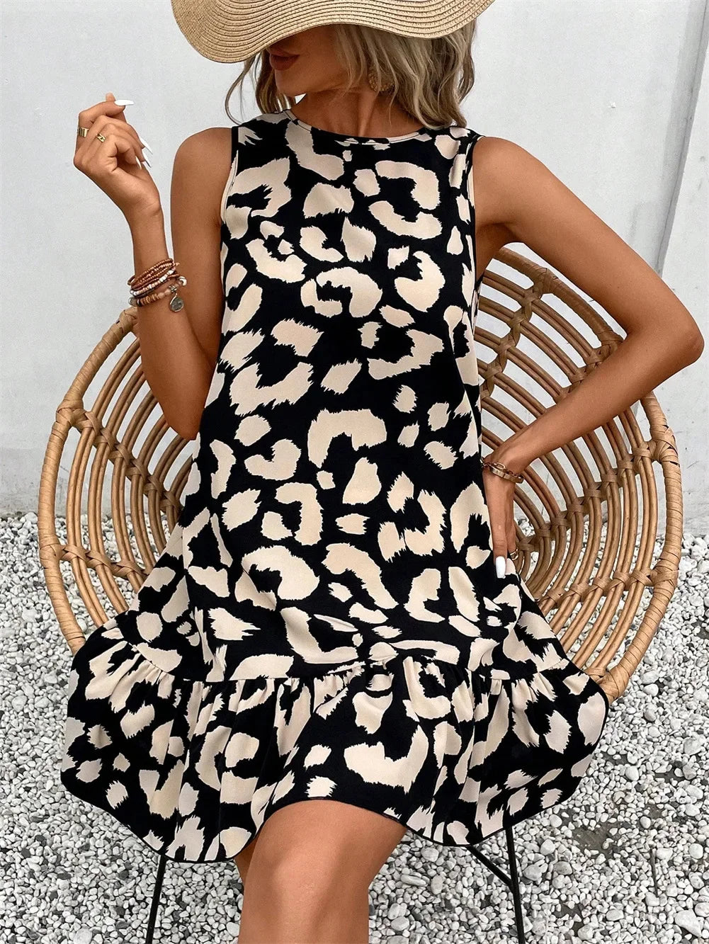 Women Leopard Print Summer Dress