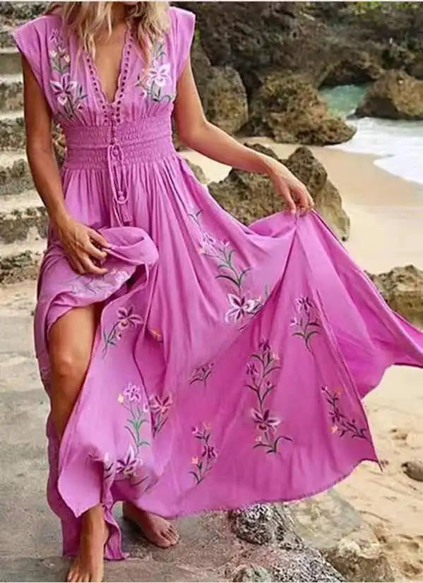Bohemian Flower Print Dress