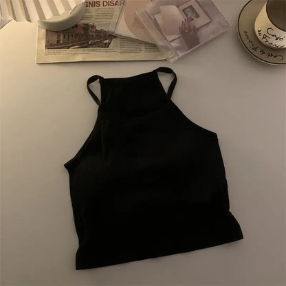 Korean Style Padded Striped Crop Tank Top