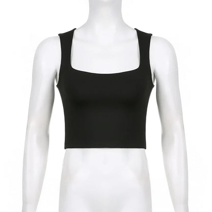 Women's Square Neck Sleeveless Crop Tank Top