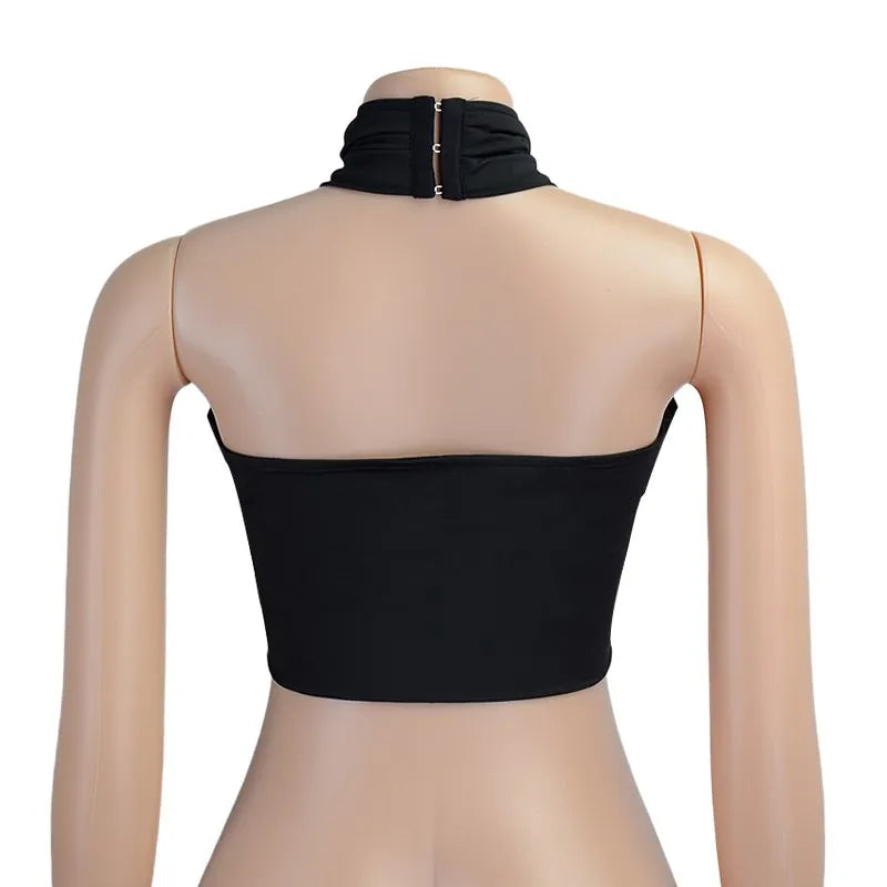 Y2K Cross Halter Backless Crop Top