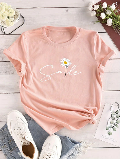 Floral Letter Print Tee