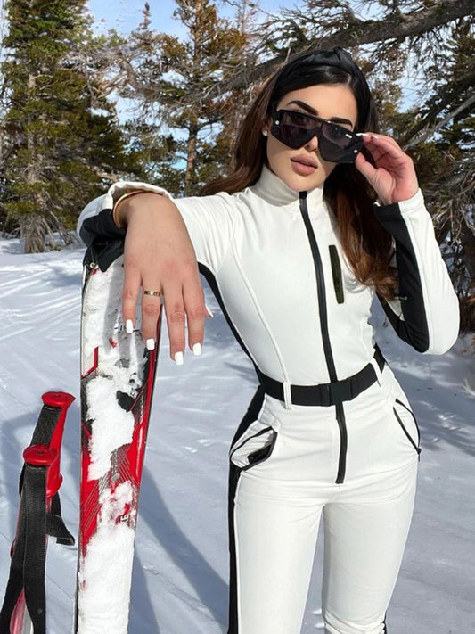 Women’s Waterproof Ski Jumpsuit – Winter Patchwork Snow Overall