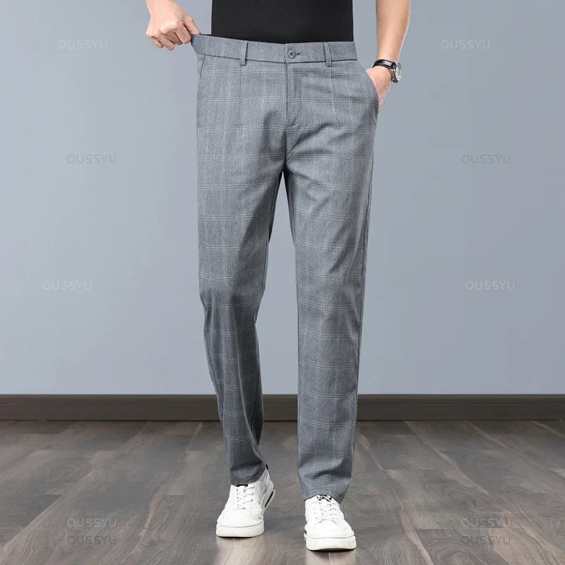 Lightweight Plaid Dress Pants