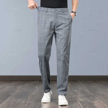 Lightweight Plaid Dress Pants