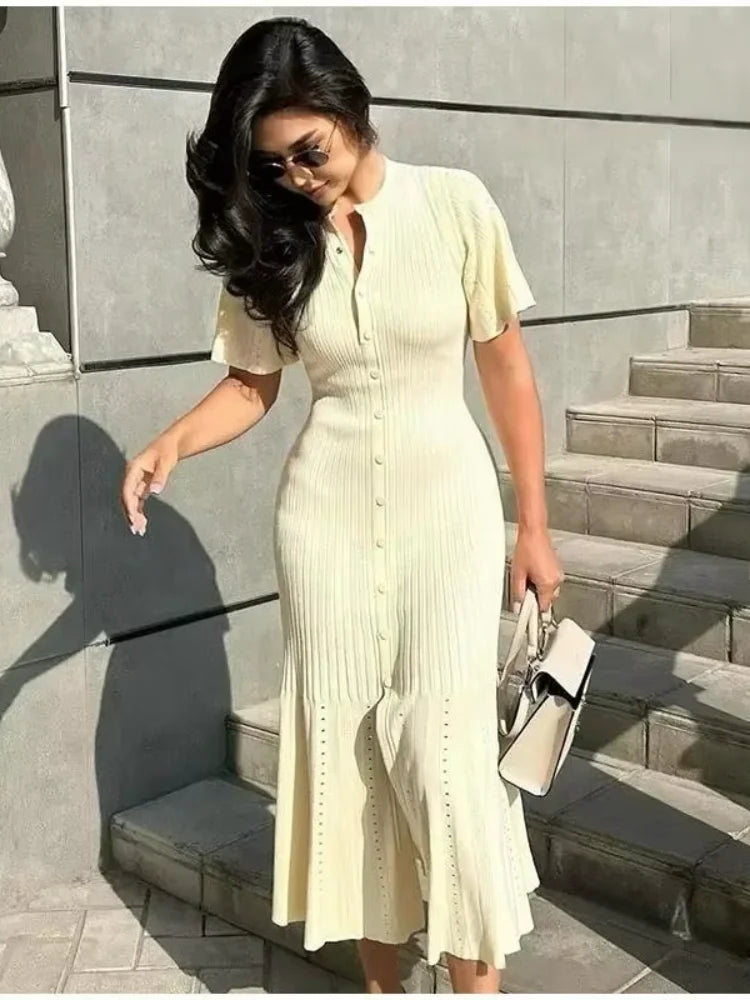Contrast Buttoned Mini Dress
