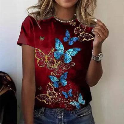 Elegant Butterfly Print Tee