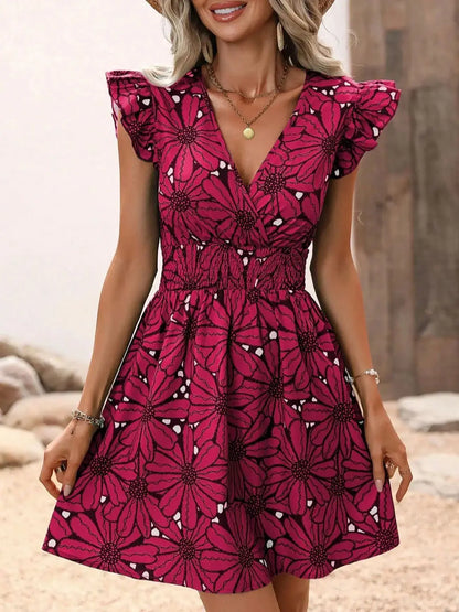 Women's V-Neck Petal Dress