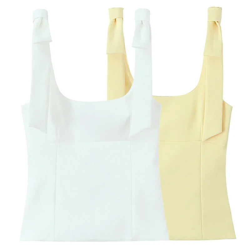 Butterfly Bow Crop Top Women Sleeveless Camis