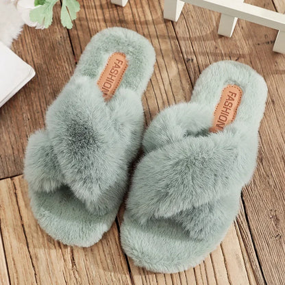 Women Luxe Fur Slide Slippers