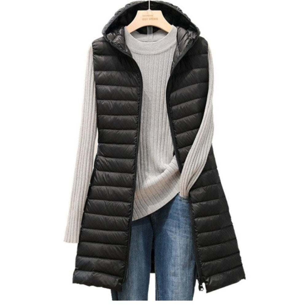 Torrard™ Maya - De comfortabele en modieuze gewatteerde bodywarmer met lange capuchon