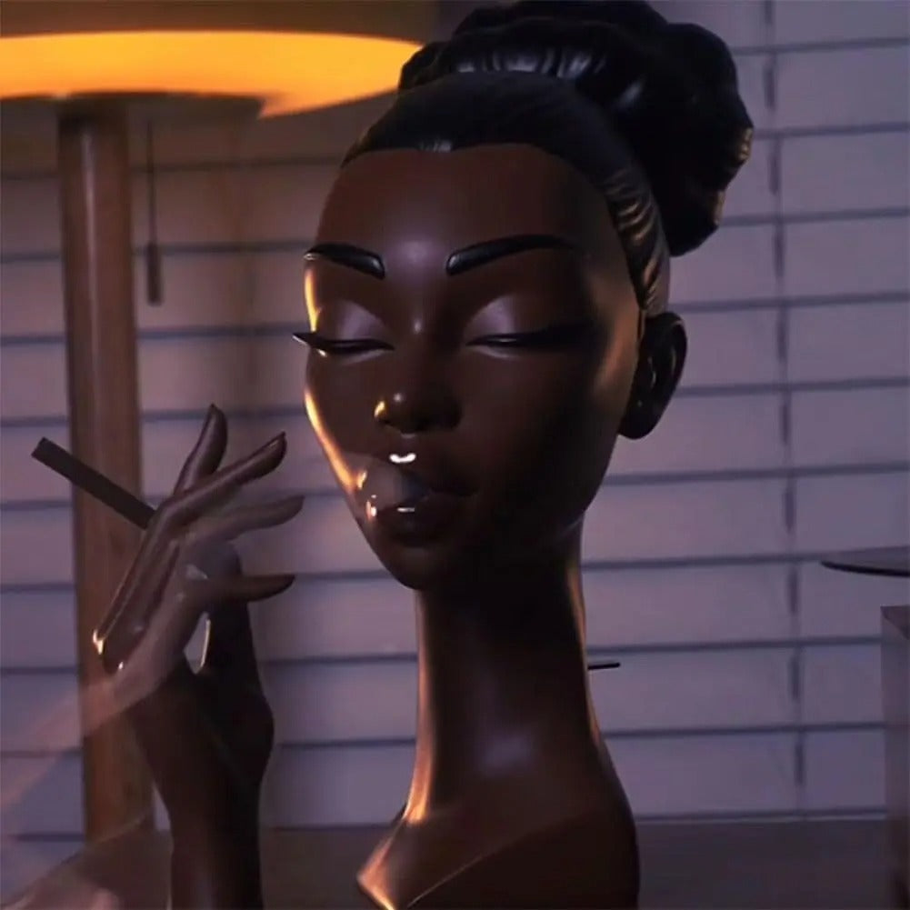 Black Lady Smoker Sculpture